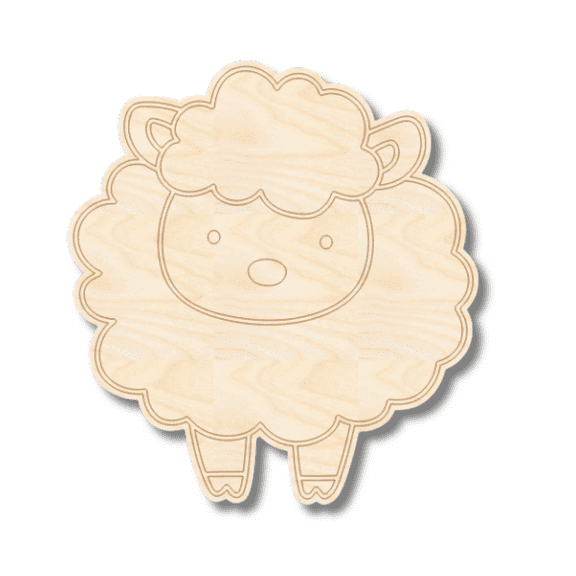 Unfinished Wood Etched Farm Sheep Shape 6" / 1/8"