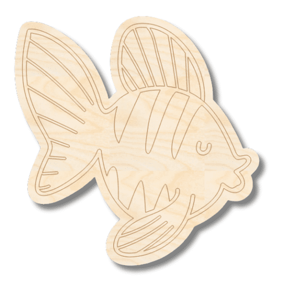 Unfinished Wood Etched Fish Shape | Paint By Line Crafts 3" / 1/8"