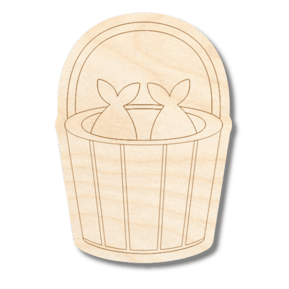 Unfinished Wood Etched Fishing Bucket Shape 5" / 1/4"