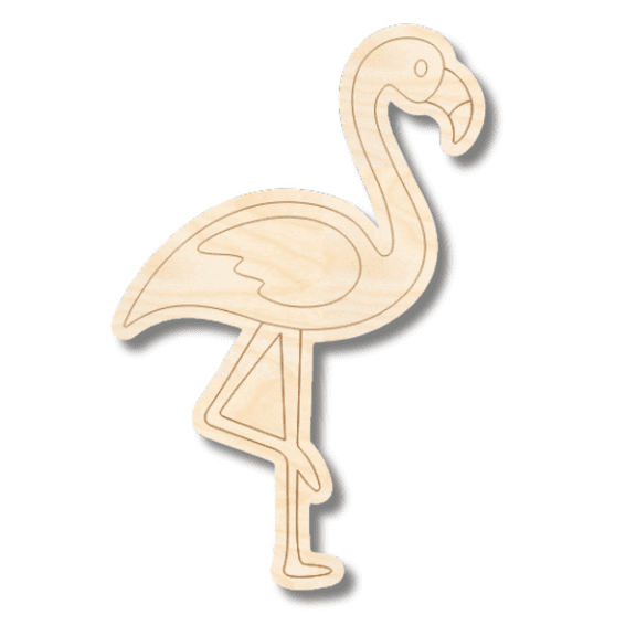 Unfinished Wood Etched Flamingo Shape | Paint By Line Crafts 10" / 1/4"