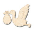 thumbnail image 1 of Unfinished Wood Etched Flying Stork Shape 8" / 1/8", 1 of 3