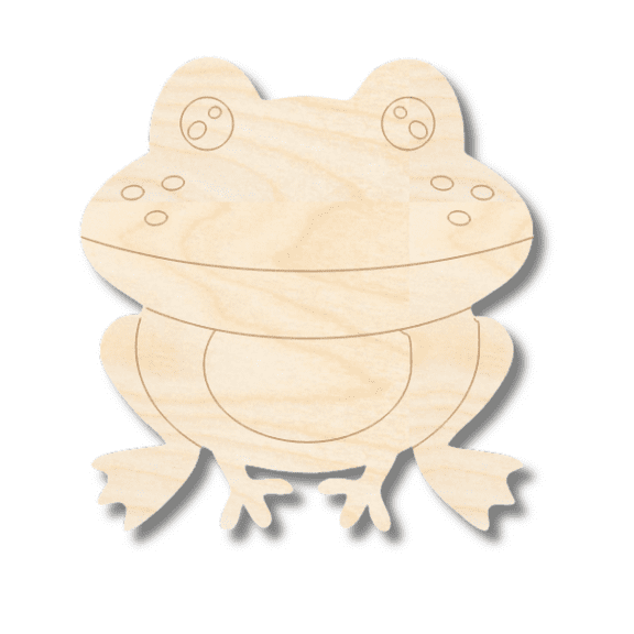 Unfinished Wood Etched Frog Shape 3" / 1/8"