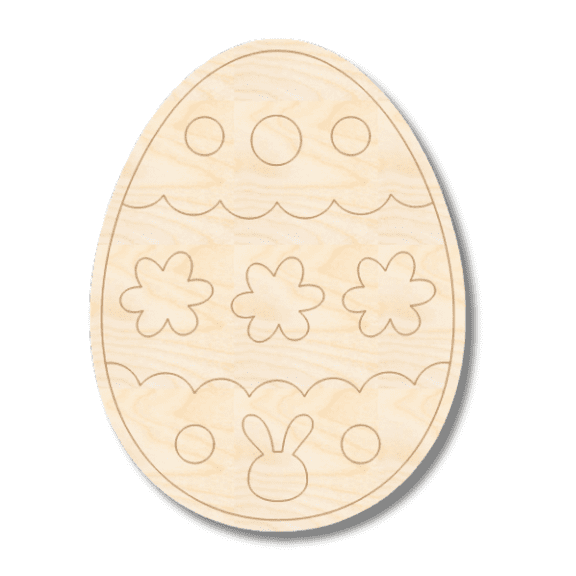 Unfinished Wood Etched Fun Easter Egg Shape | Paint By Line Crafts 3" / 1/4"