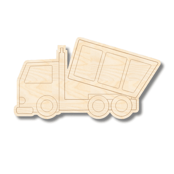 Unfinished Wood Etched Garbage Truck Shape | Paint By Line Crafts 8" / 1/8"
