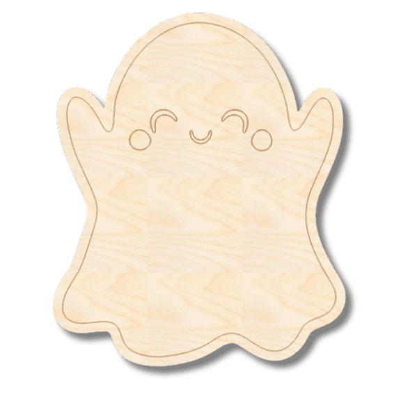 Unfinished Wood Etched Ghost Shape | Paint By Line Crafts 3" / 1/4"