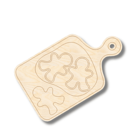 Unfinished Wood Etched Gingerbread Cookies Shape 7" / 1/8"