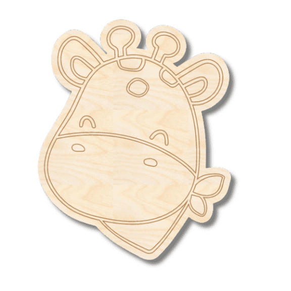 Unfinished Wood Etched Giraffe Head Shape | Paint By Line Crafts | up to 30" DIY 5" / 1/4"