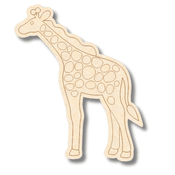 Unfinished Wood Etched Giraffe Shape | Paint By Line Crafts 3" / 1/4"