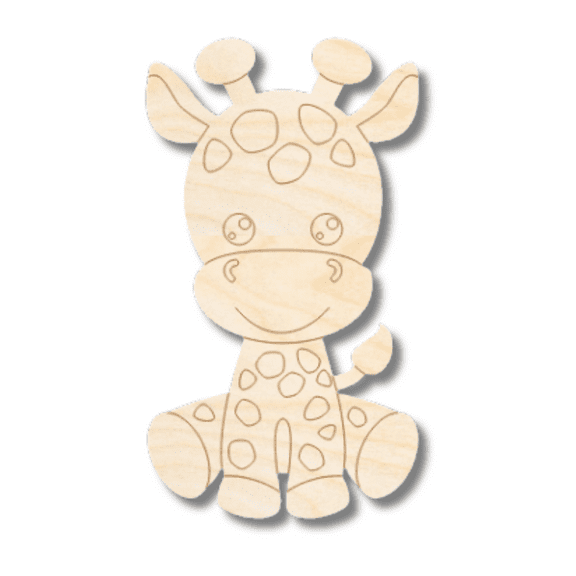 Unfinished Wood Etched Giraffe Shape 3" / 1/8"