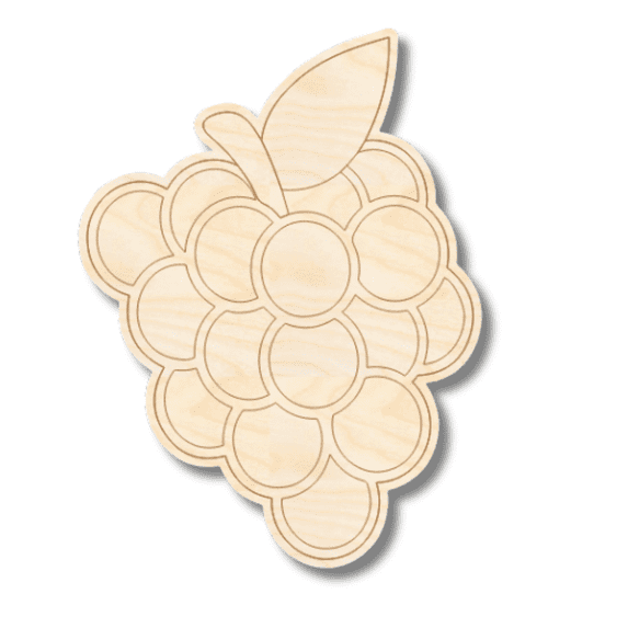 Unfinished Wood Etched Grapes Shape | Paint By Line Crafts 3" / 1/8"