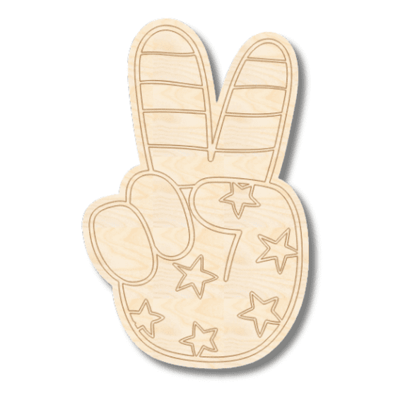 Unfinished Wood Etched Groovy Peace Sign Shape | Paint By Line Crafts 7" / 1/4"
