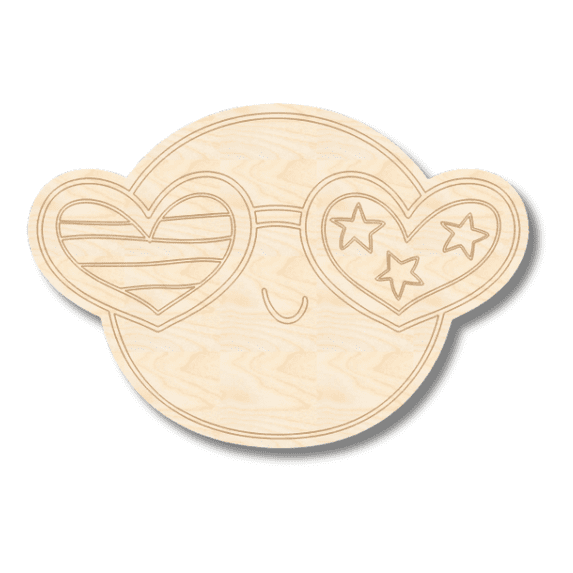 Unfinished Wood Etched Groovy Sunglasses Shape | Paint By Line Crafts 7" / 1/4"