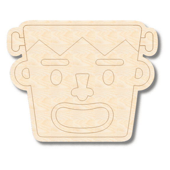 Unfinished Wood Etched Halloween Monster Shape 7" / 1/4"