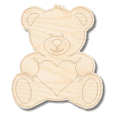 thumbnail image 1 of Unfinished Wood Etched Heart Bear Shape 16" / 1/4", 1 of 2