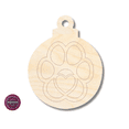 thumbnail image 1 of Unfinished Wood Etched Heart Paw Ornament Shape 10" / 1/8", 1 of 1