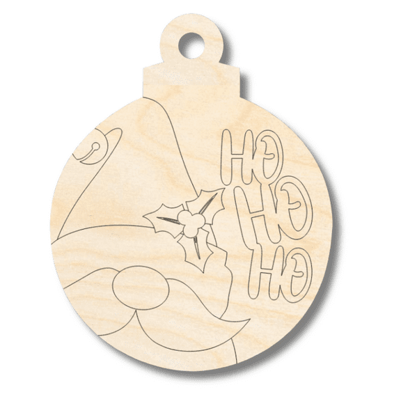 Unfinished Wood Etched Ho Ho Ho Ornamnet Shape 5" / 1/8"