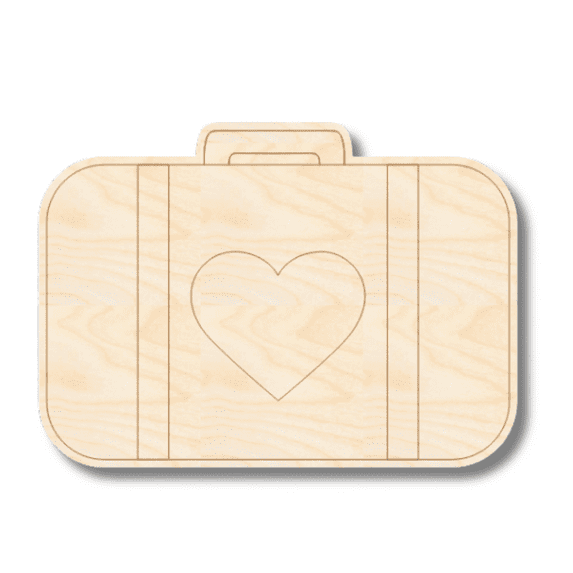 Unfinished Wood Etched Honeymoon Luggage Shape 10" / 1/8"