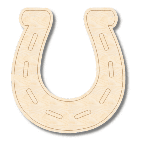 Unfinished Wood Etched Horseshoe Shape 24" / 1/4"