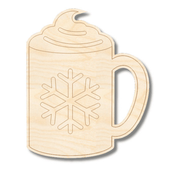 Unfinished Wood Etched Hot Chocolate Shape | Paint By Line Crafts 14" / 1/8"
