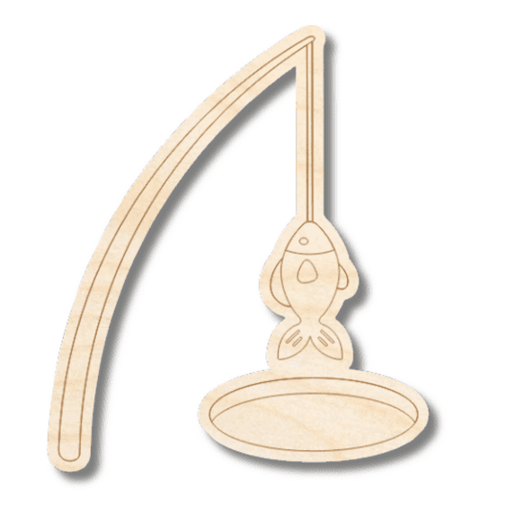 Unfinished Wood Etched Ice Fishing Shape 10" / 1/8"