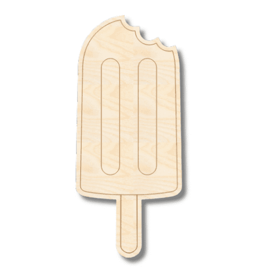 Unfinished Wood Etched Ice Pop Shape 7" / 1/8"