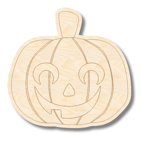 Unfinished Wood Etched Jack o' Lantern Shape | Paint By Line Crafts 3" / 1/4"