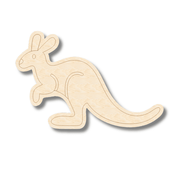 Unfinished Wood Etched Kangaroo Shape 16" / 1/4"