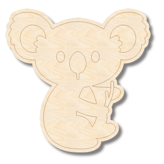 Unfinished Wood Etched Koala Shape | Paint By Line Crafts | up to 30" DIY 7" / 1/4"