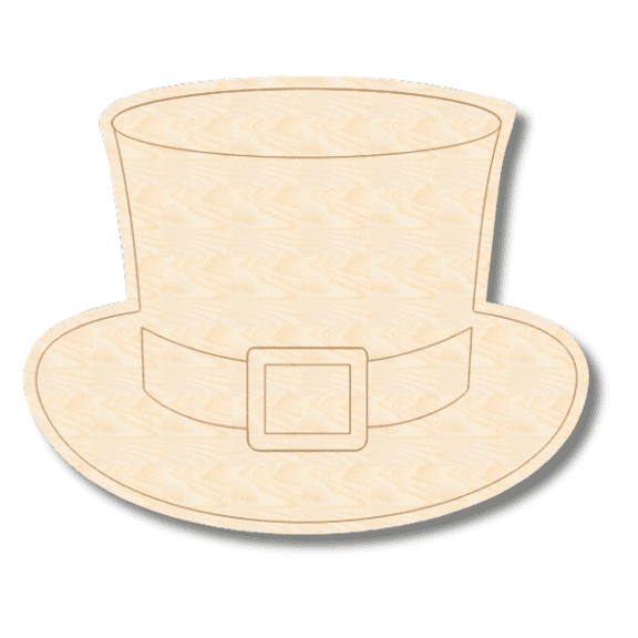 Unfinished Wood Etched Leprechaun Hat Shape | Paint By Line Crafts 3" / 1/8"