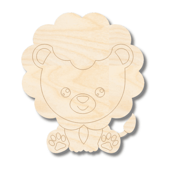 Unfinished Wood Etched Lion Shape 18" / 1/8"