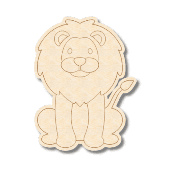 Unfinished Wood Etched Lion Shape 5" / 1/8"