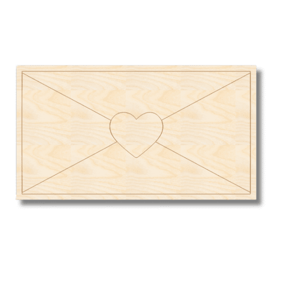 Unfinished Wood Etched Love Letter Shape 12" / 1/8"