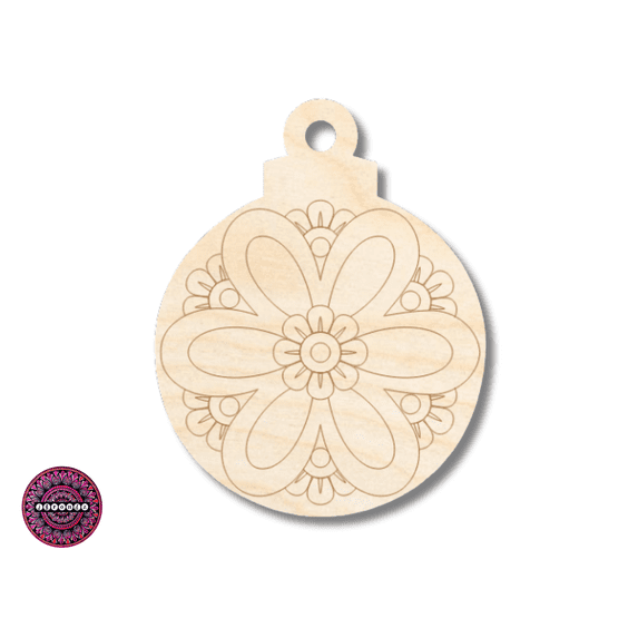 Unfinished Wood Etched Mandala Three Ornament Shape | JGrondz | Paint By Line Crafts 4" / 1/4"