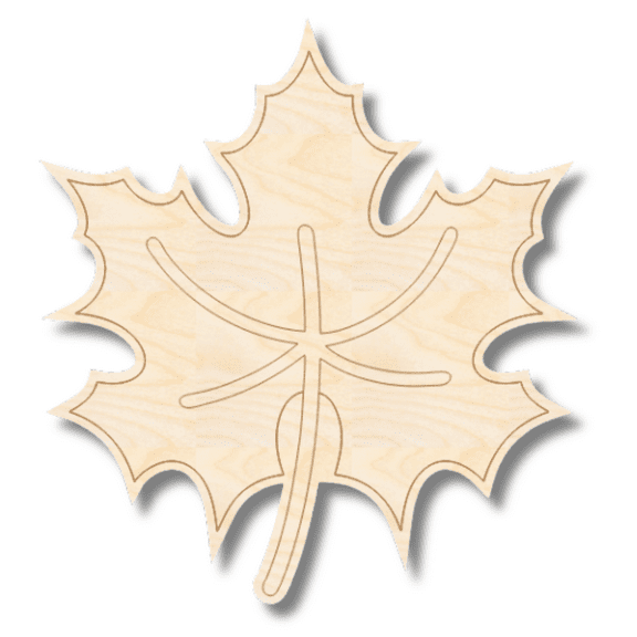 Unfinished Wood Etched Maple Leaf Shape | Paint By Line Crafts | up to 30" DIY 6" / 1/8"