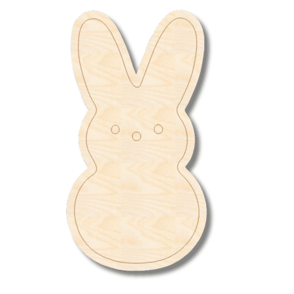 Unfinished Wood Etched Marshmallow Bunny Shape | Paint By Line Crafts 6" / 1/4"