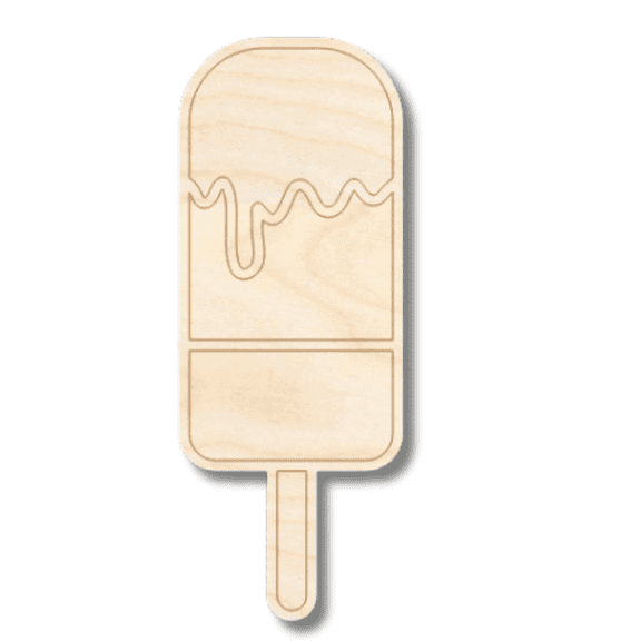 Unfinished Wood Etched Melting Popsicle Shape 18" / 1/8"