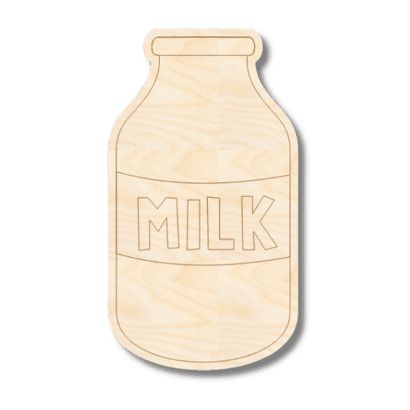 Unfinished Wood Etched Milk Shape 4" / 1/8"