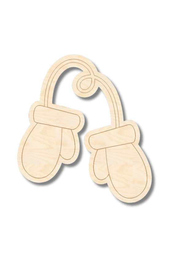 Unfinished Wood Etched Mittens Shape | Paint By Line Crafts 3" / 1/8"