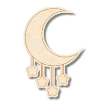 Unfinished Wood Etched Moon Mobile Shape 5" / 1/4"