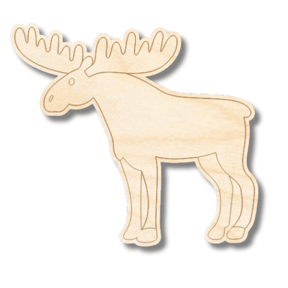 Unfinished Wood Etched Moose Shape | Paint By Line Crafts 4" / 1/4"