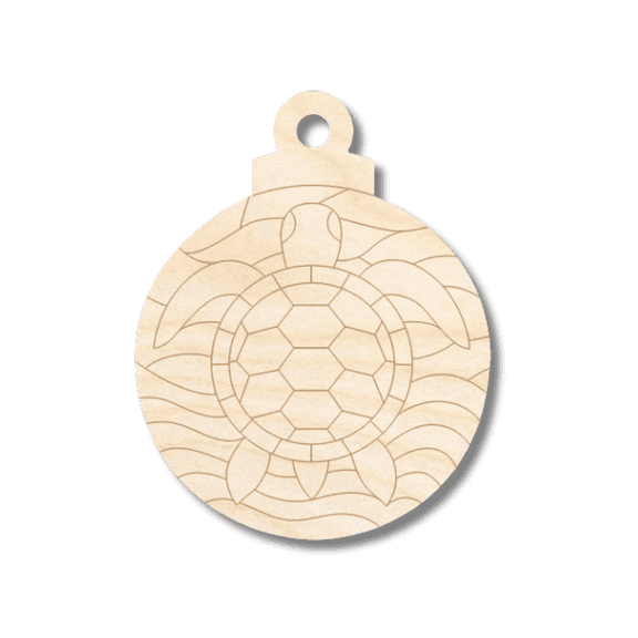 Unfinished Wood Etched Mosaic Sea Turtle Ornament Shape 18" / 1/8"