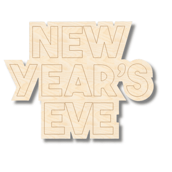 Unfinished Wood Etched New Year's Eve Shape 4" / 1/8"