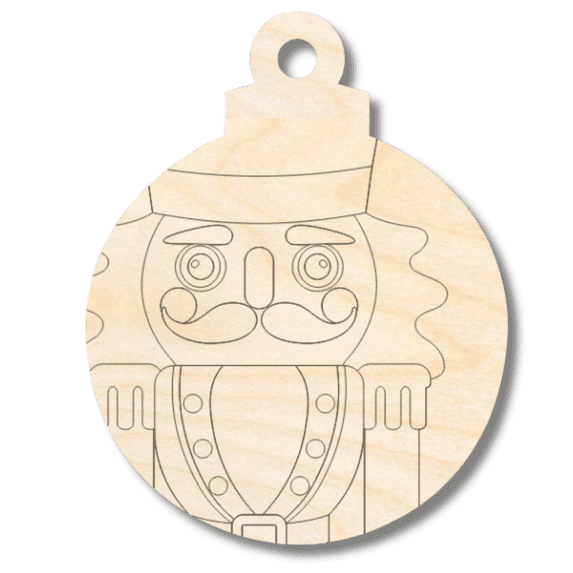Unfinished Wood Etched Nutcracker Ornament Shape | Paint By Line Crafts 8" / 1/4"