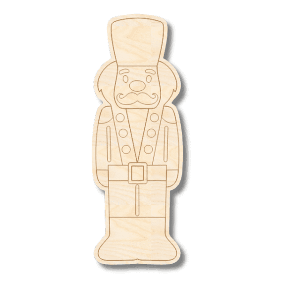 Unfinished Wood Etched Nutcracker Shape | Paint By Line Crafts 18" / 1/4"