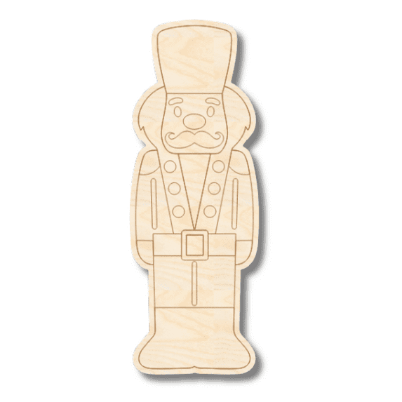 Unfinished Wood Etched Nutcracker Shape | Paint By Line Crafts | up to 30" DIY 6" / 1/8"