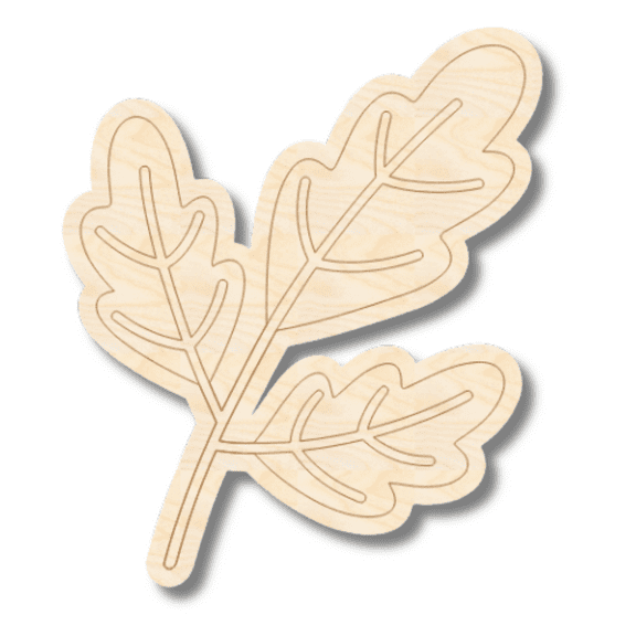 Unfinished Wood Etched Oak Leaf Shape 5" / 1/4"