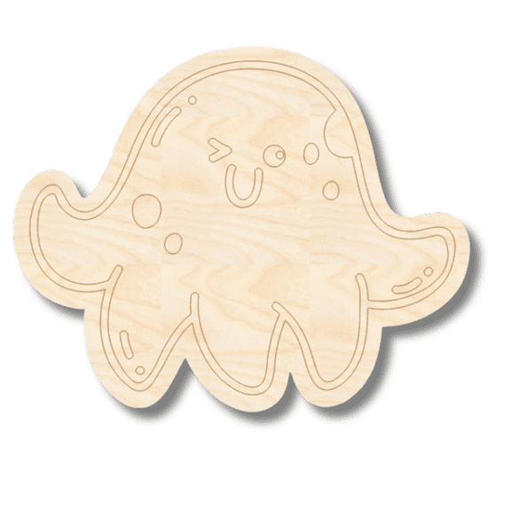 Unfinished Wood Etched Octopus Shape 6" / 1/8"