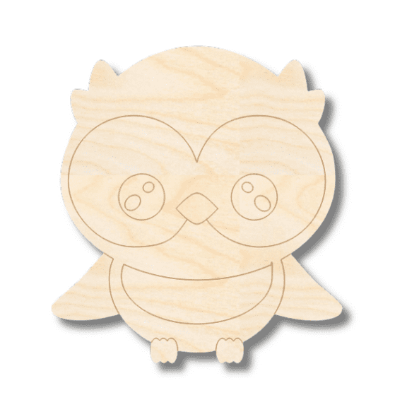 Unfinished Wood Etched Owl Shape 4" / 1/8"
