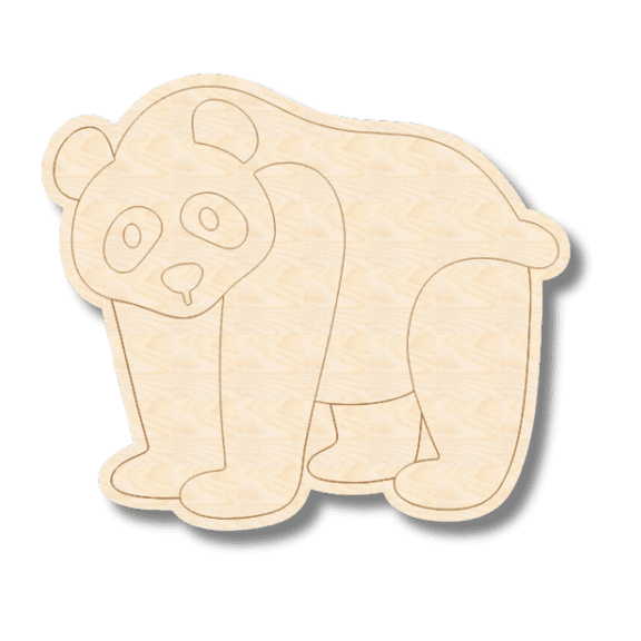 Unfinished Wood Etched Panda Shape | Paint By Line Crafts 3" / 1/8"