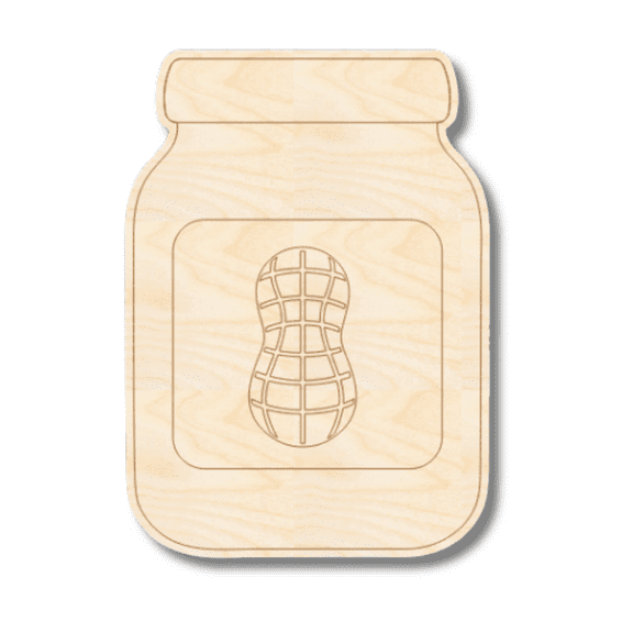 Unfinished Wood Etched Peanut Butter Shape 8" / 1/4"